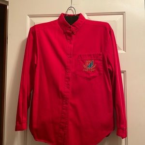 Vintage cherry red button front blouse size 10